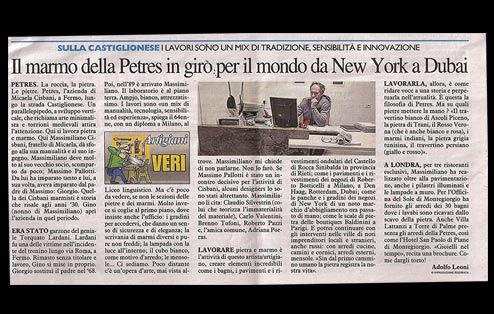 Il marmo della Petres in giro per il mondo da New York a Dubai-Resto del Carlino Giovedì 20 Dicembre 2018